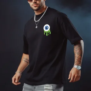 Eye Black Oversized Pocket Graphic Printed T-shirt