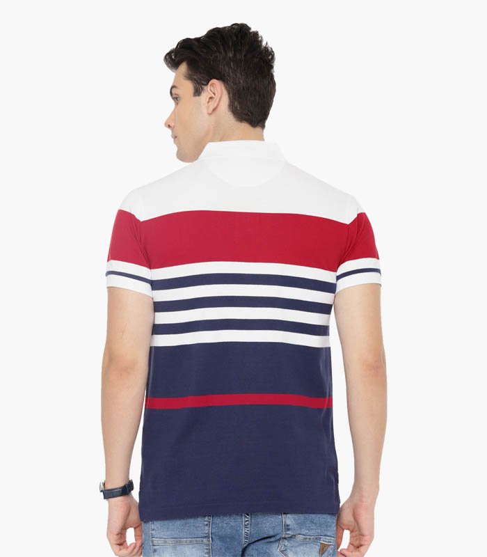 Men-White-Navy-Blue-Striped-Polo-T-shirt-2