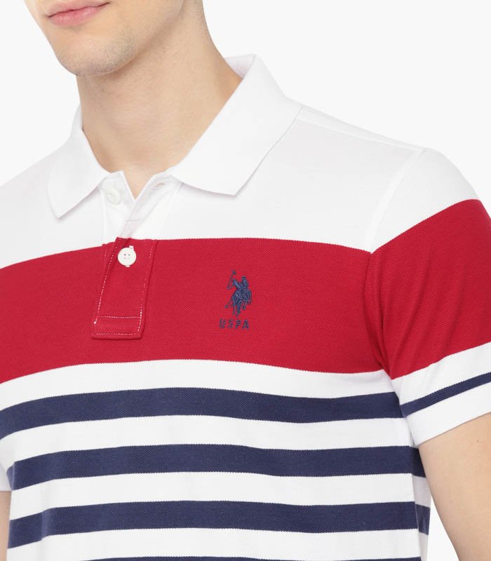 Men-White-Navy-Blue-Striped-Polo-T-shirt-4